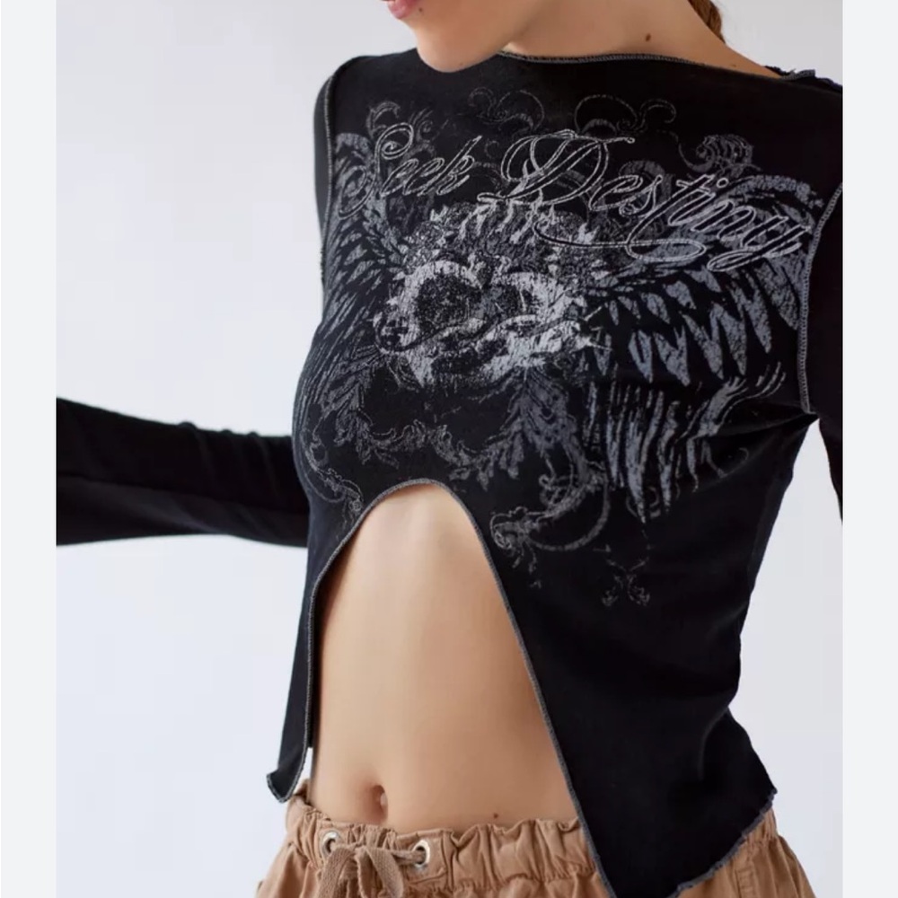 Urban Outfitters Black Graphic Long Sleeve Top